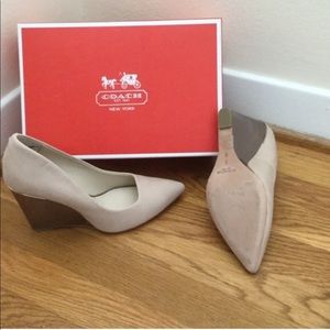 Coach Blush Pink “Peach Rose” Wedge Heels 7